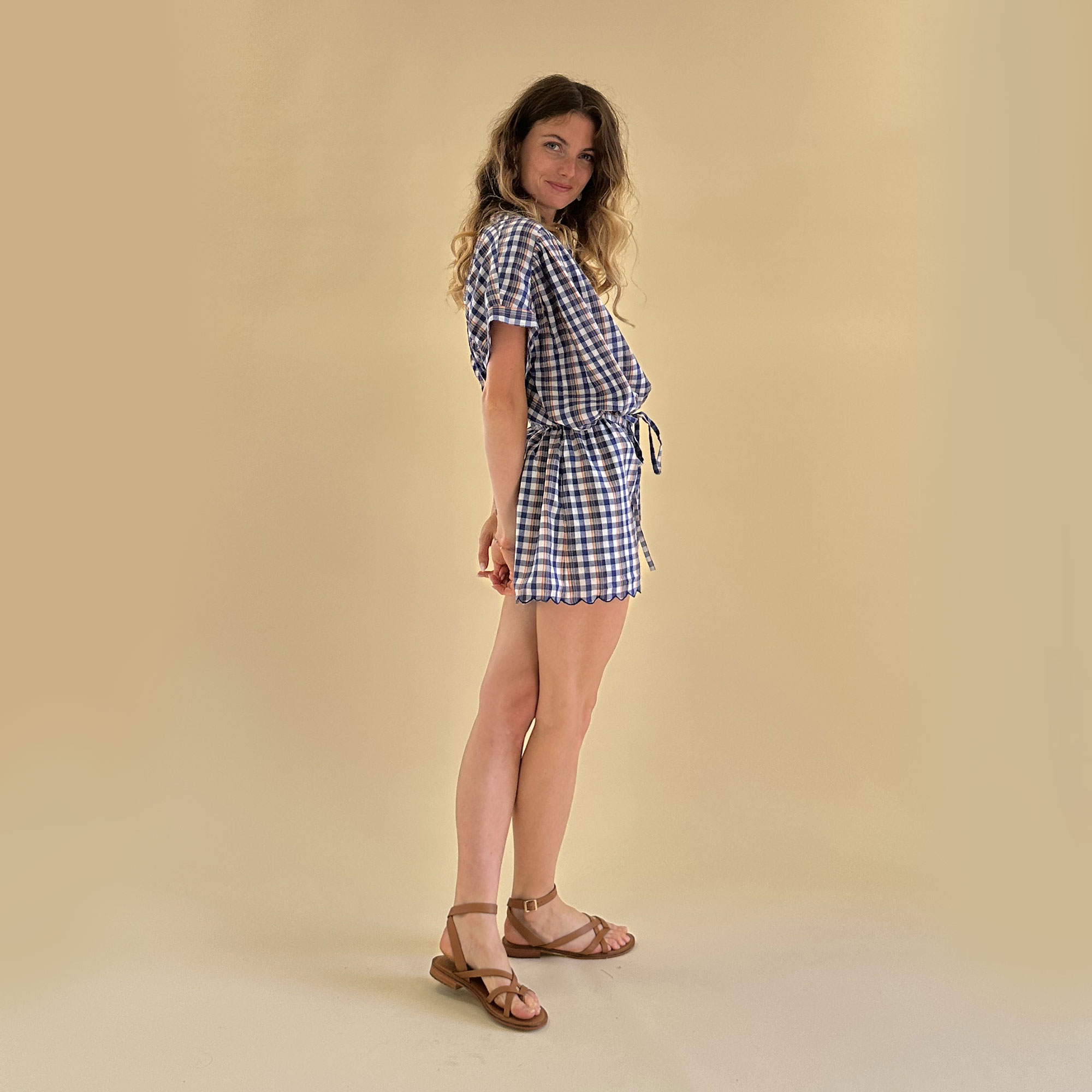 blouse lison carreaux indigo feeka 2