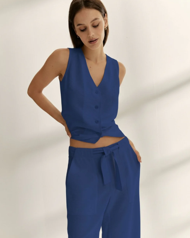 Pantalon large bleu paz torras 4