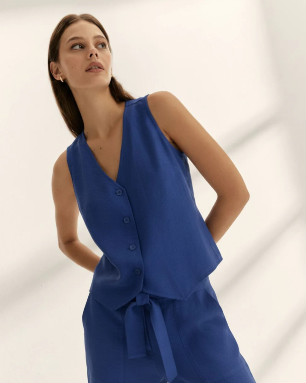 Top style gilet sans manches - Bleu