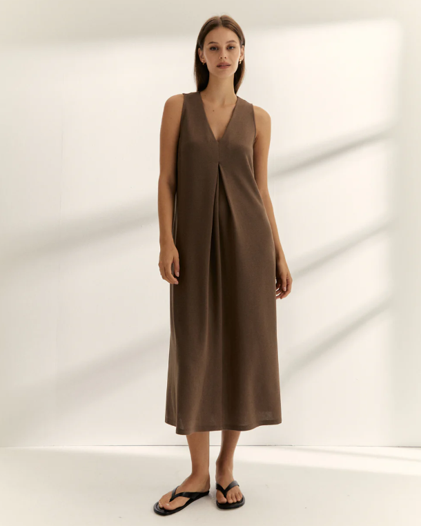 robe longue maille marron 2