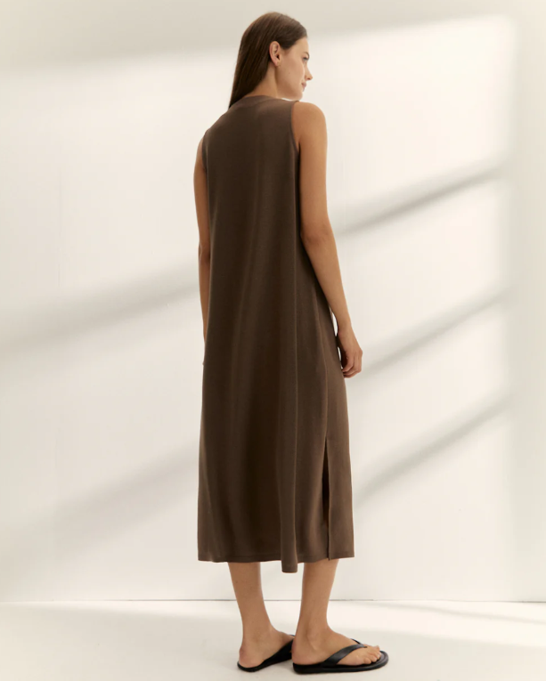 robe longue maille marron 3