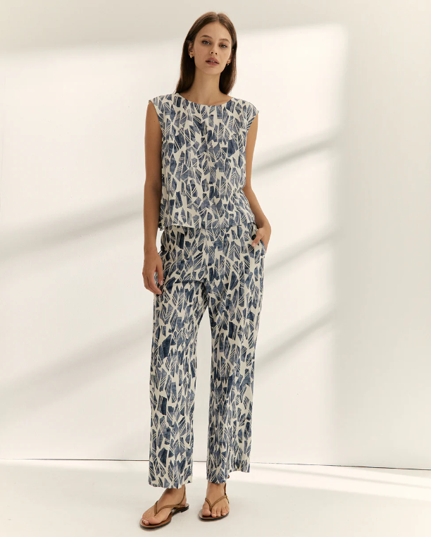 chemisier imprime bleu indigo paz torras 2