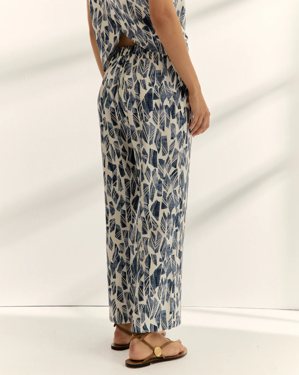 pantalon droit imprime bleu indigo paz torras 3