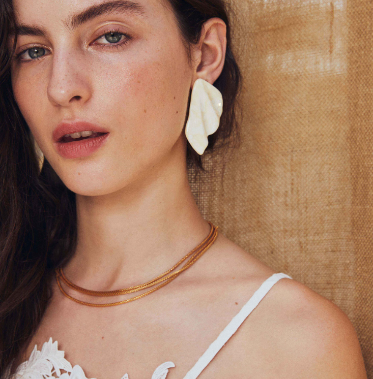 Boucles d\'oreilles Liv - Ecru marbré