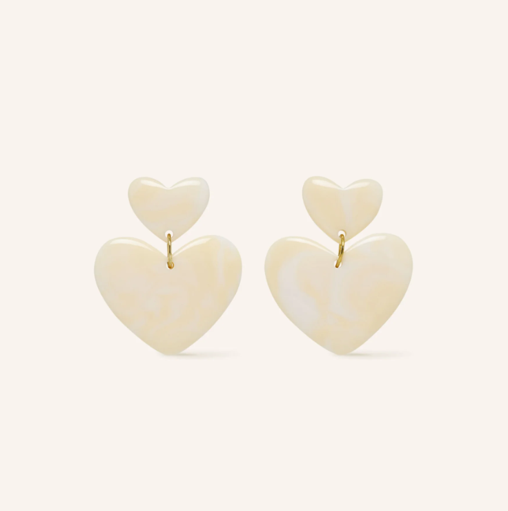 Boucles d\'oreilles - Ecru marbré