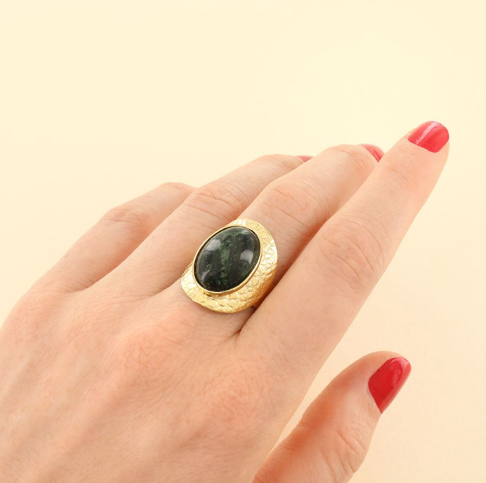 BAGUE OLIVE DORE VERT TARATATA 2