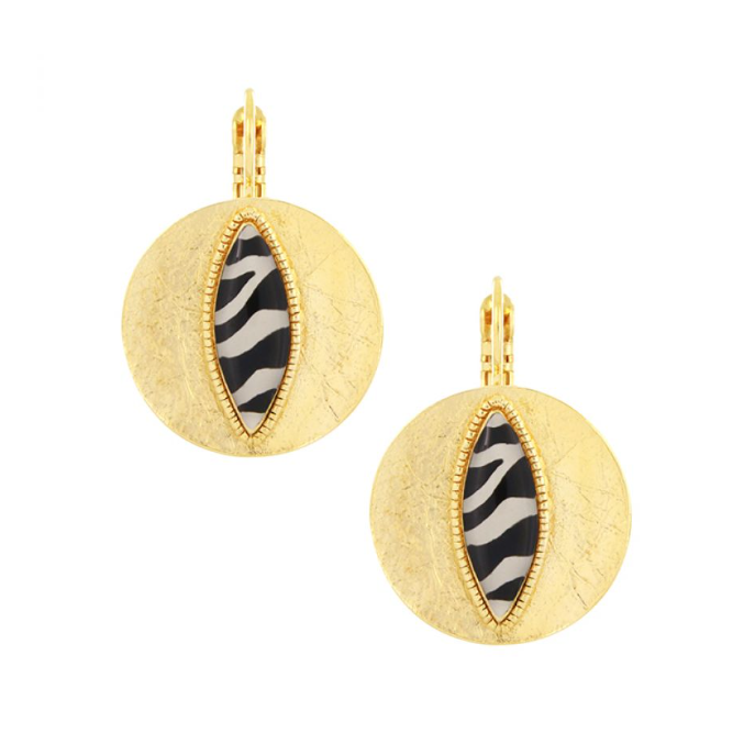 dormeuses zebra- dore noir - rondes - taratata 3