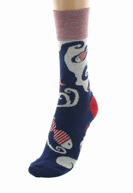 Chaussettes coton poissons rouges berthe 4