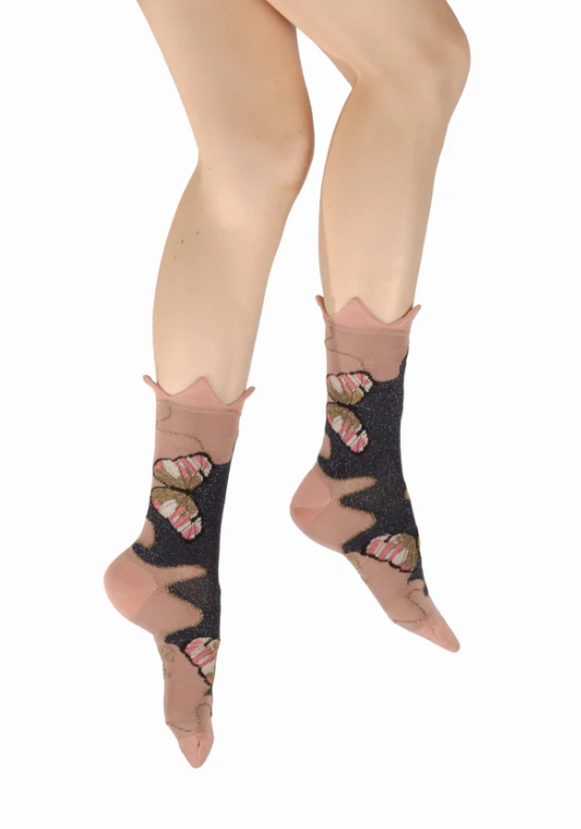 Chaussettes coton - Papillons et couronne
