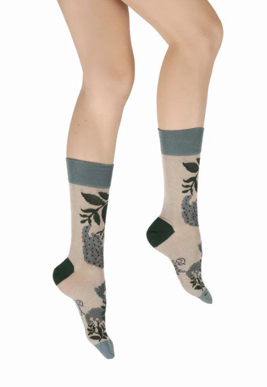 Chaussettes coton - Fleurs bleues