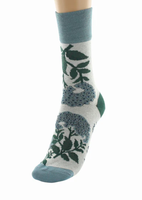 Chaussettes coton fleurs bleues Berthe 3