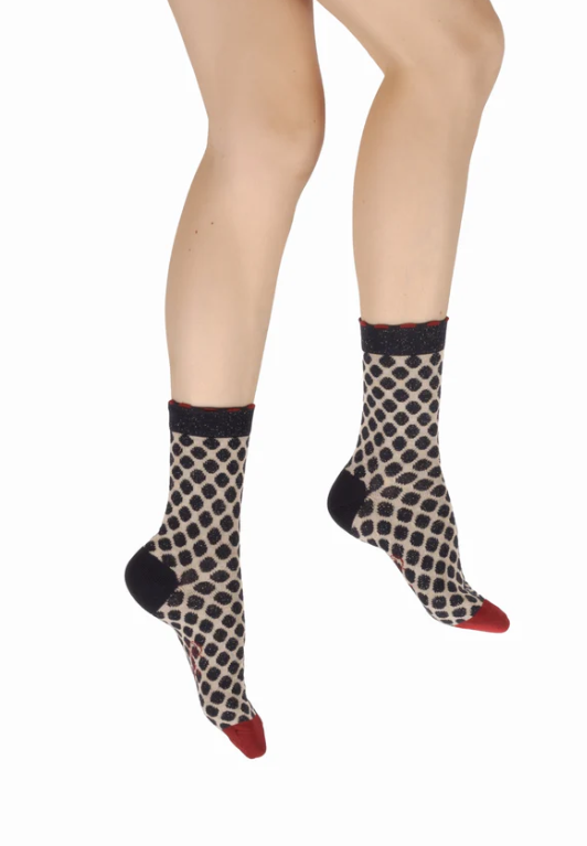 Chaussettes coton - Pois bleus lurex