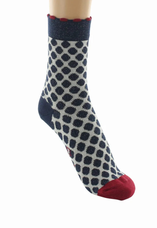 Chaussettes coton pois bleus lurex Berthe 2