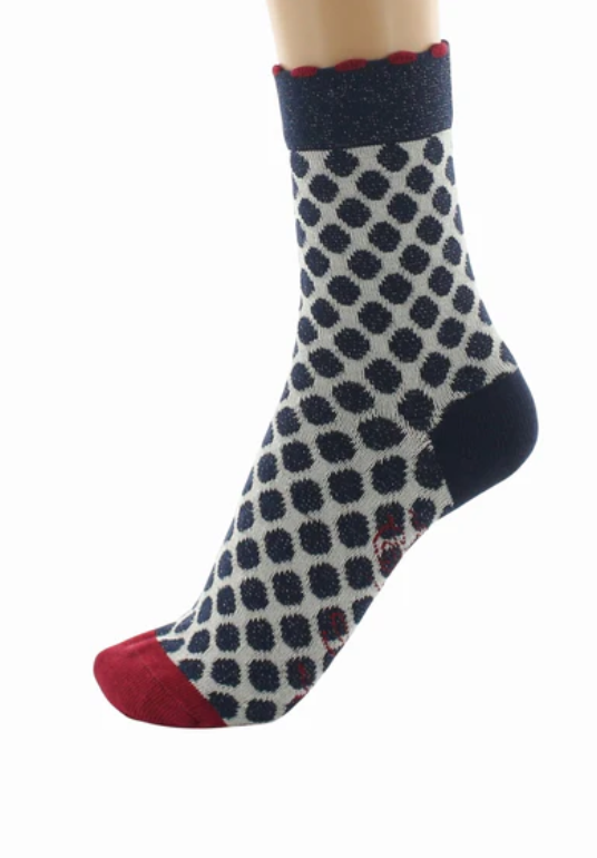 Chaussettes coton pois bleus lurex Berthe 4
