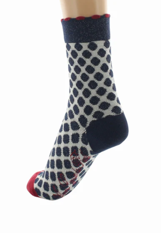 Chaussettes coton pois bleus lurex Berthe 5