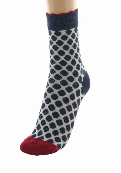 Chaussettes coton pois bleus lurex Berthe 3