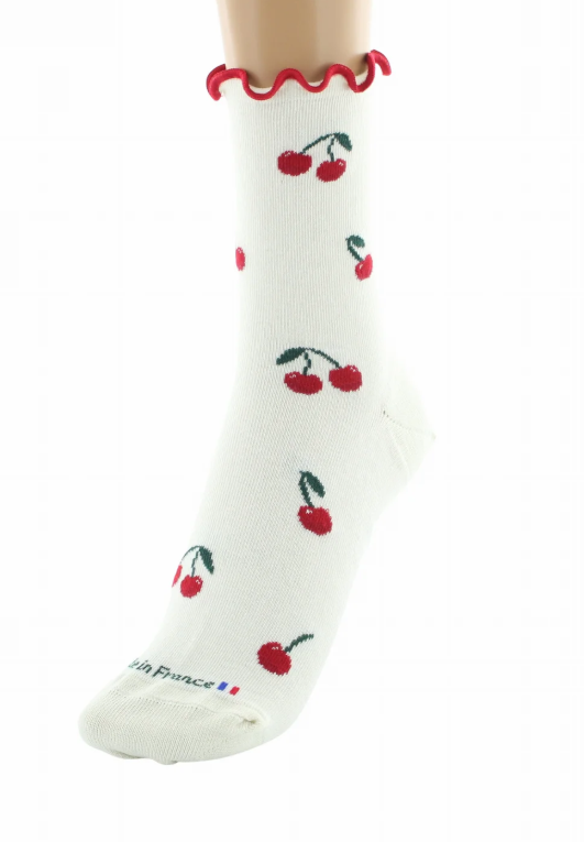 chaussettes coton bio cerises ecru dagobert 3