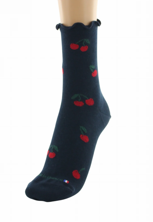 chaussettes coton bio cerises marine dagobert 3