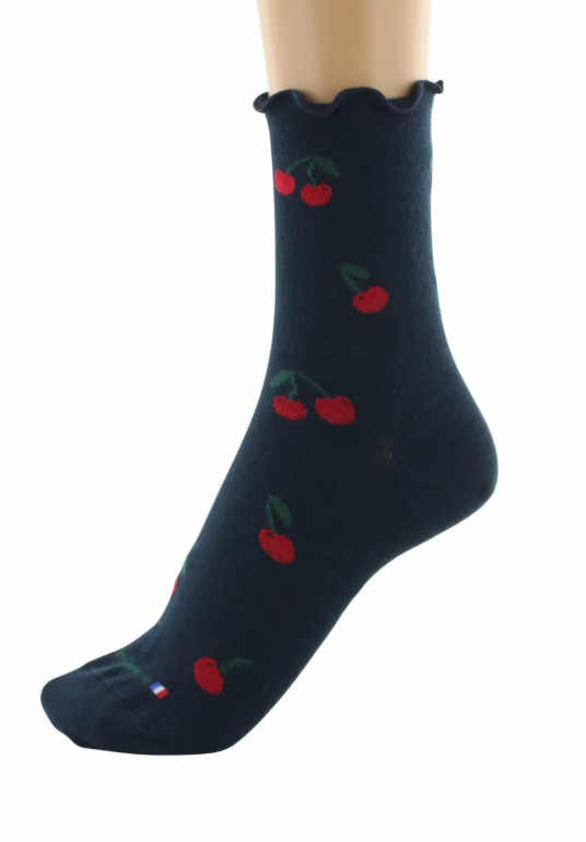 chaussettes coton bio cerises marine dagobert 4
