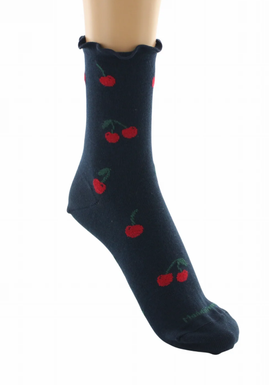 chaussettes coton bio cerises marine dagobert 2
