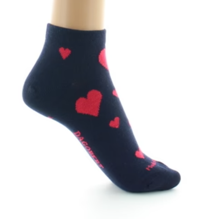 Chaussettes courtes en coton - Cœurs marine