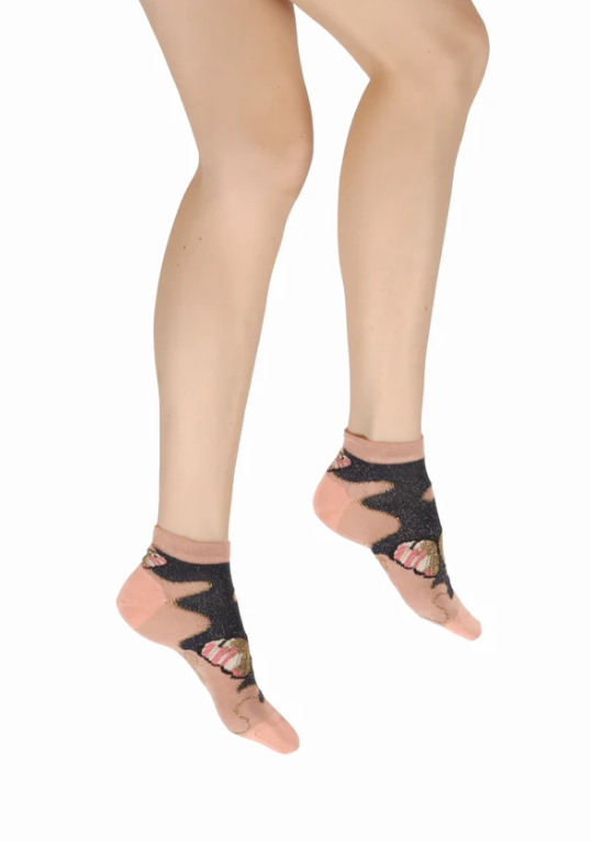 Socquettes en coton - Papillons lurex
