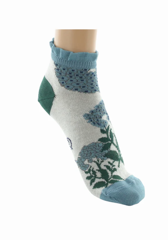 Socquettes coton fleurs bleues Berthe 2