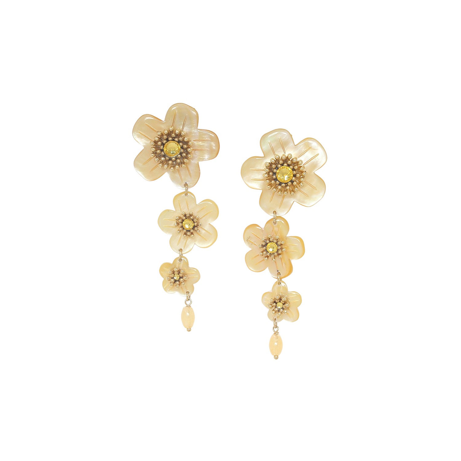 Boucles d\'oreilles poussoir 3 boutons d\'or - Goldie
