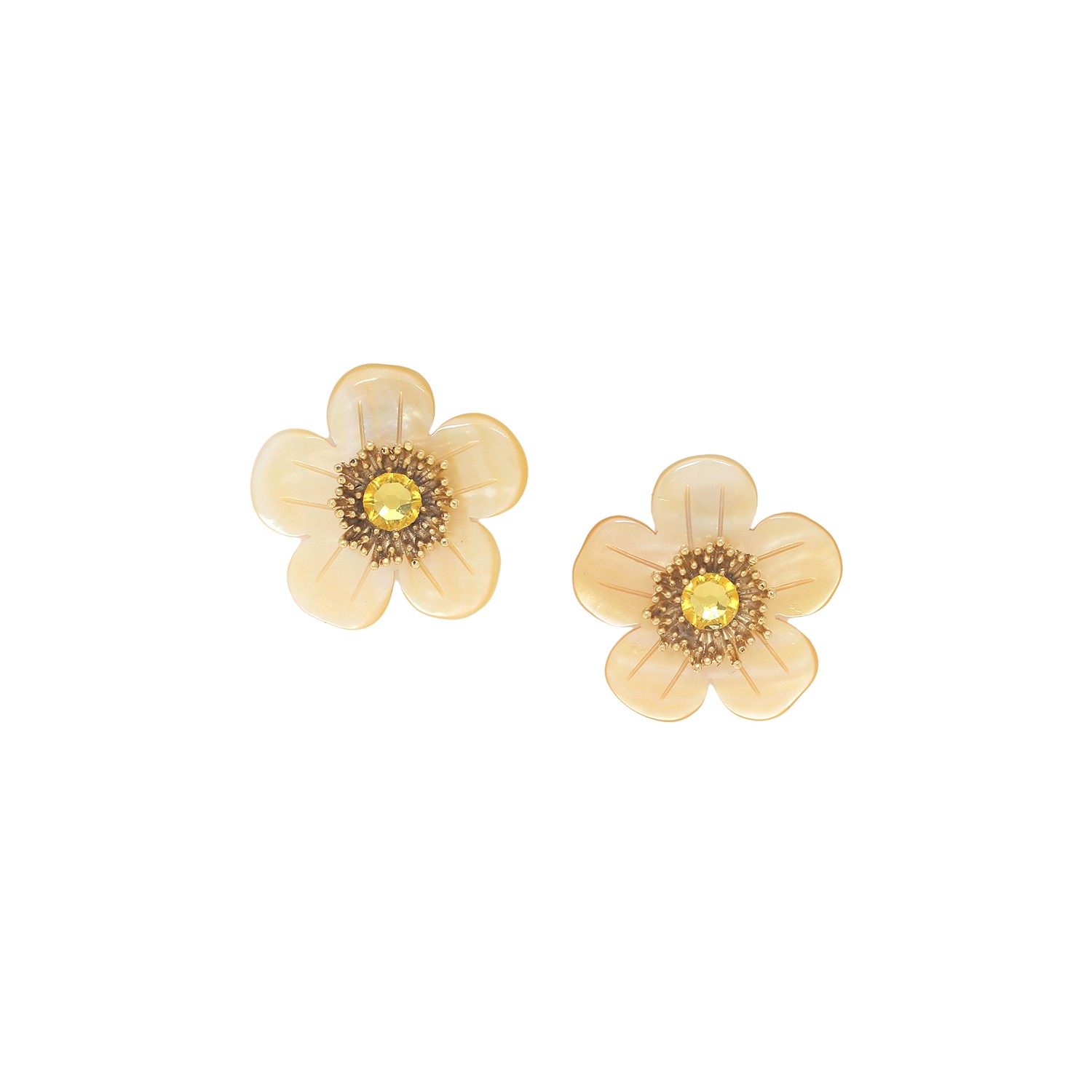 Boucles d\'oreilles grandes puces bouton d\'or - Goldie