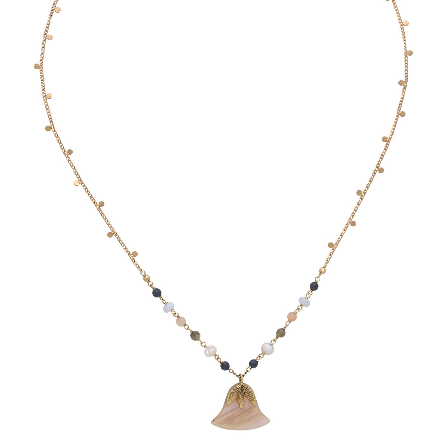 Collier pendentif nacre feuille de palmier - Palma
