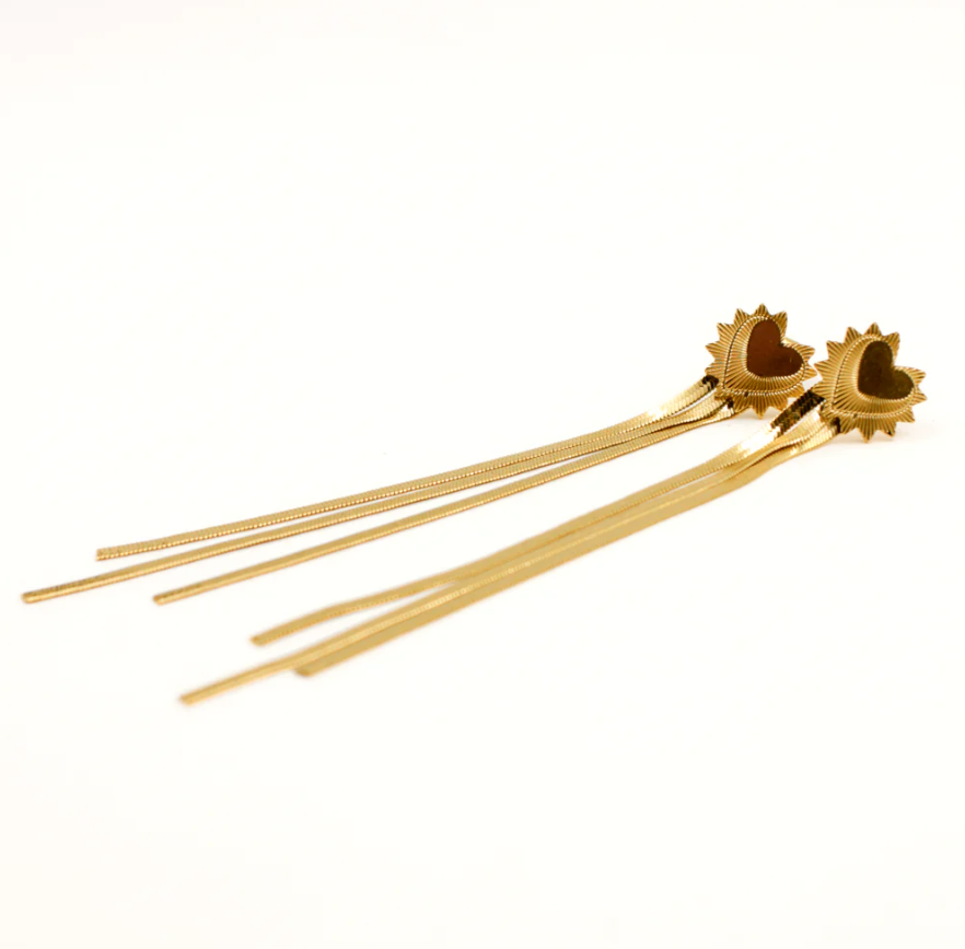 Boucles d\'oreilles cœurs pendantes - Manon