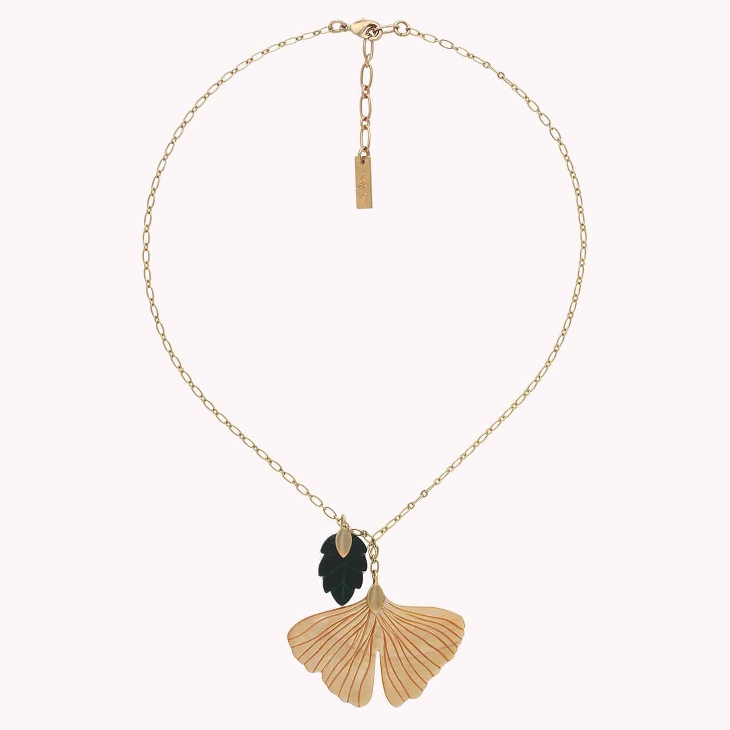 Collier pendentif feuille de ginkgo - Son Jardin