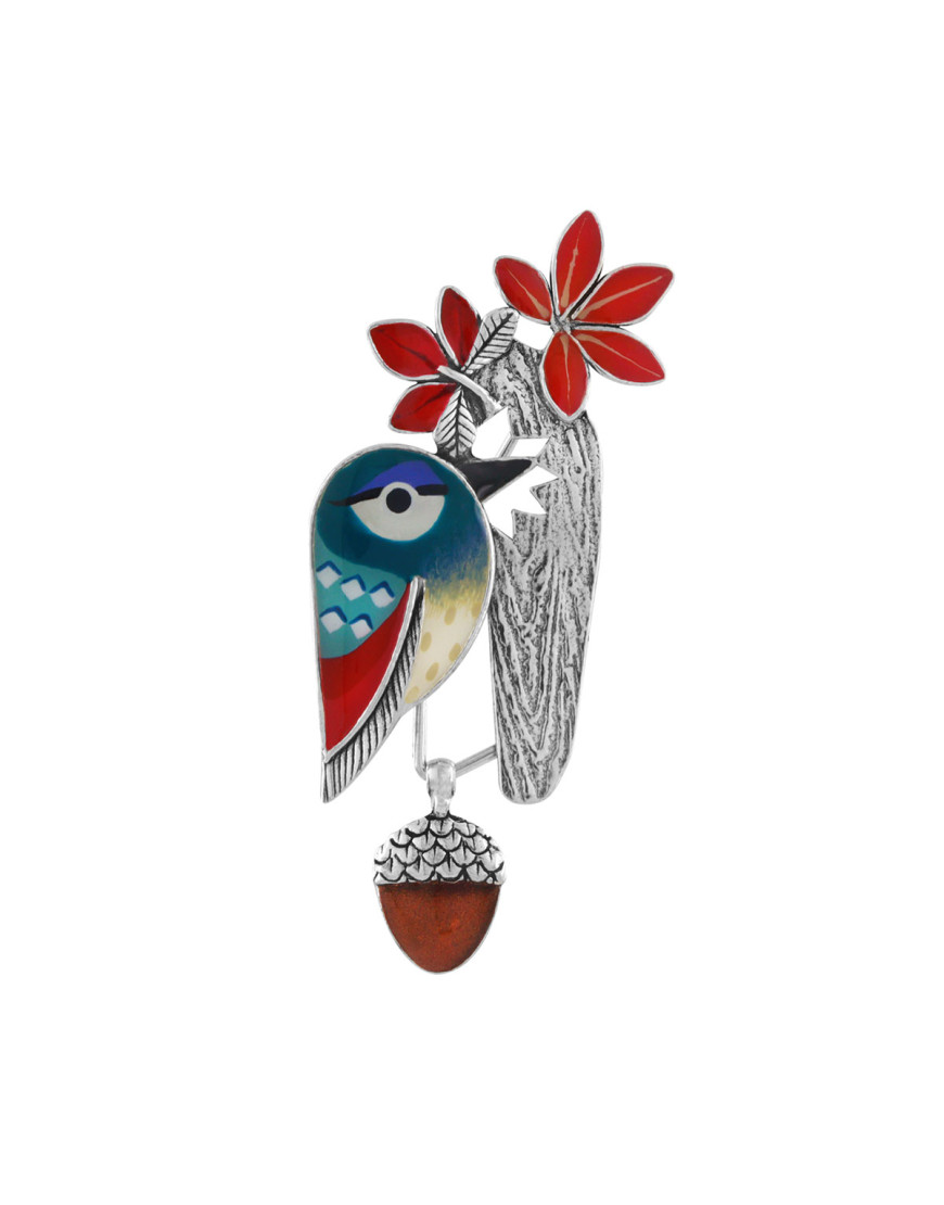 Broche Woody - Argent bleu