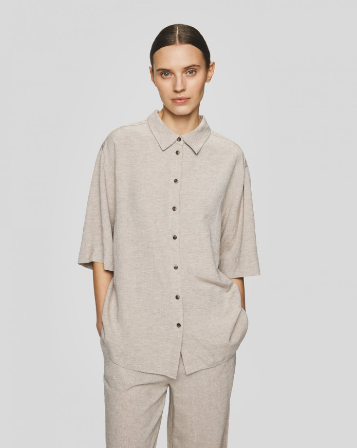 Chemise Viana Ginia 3/4 - Sand melange (beige)