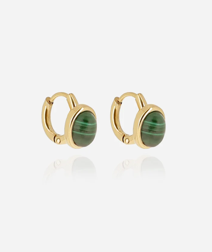 Boucles d\'oreilles Cabaji - Malachite