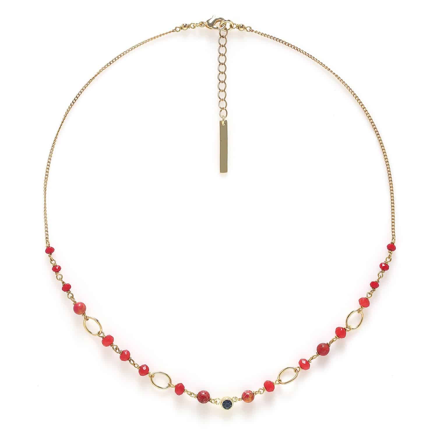 Collier ajustable perles rouges - Scarlet