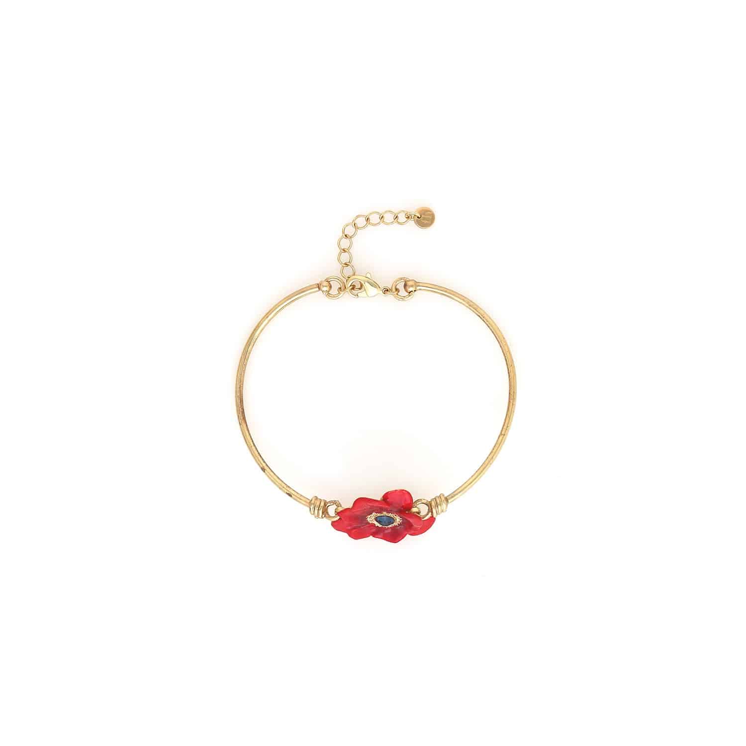 Bracelet semi-rigide anémone rouge Scarlet, autre vue