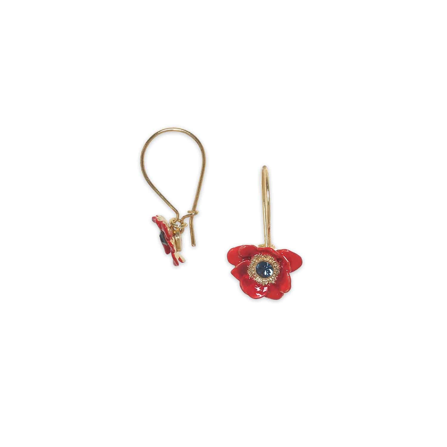 Boucles d\'oreilles crochet anémone rouge - Scarlet