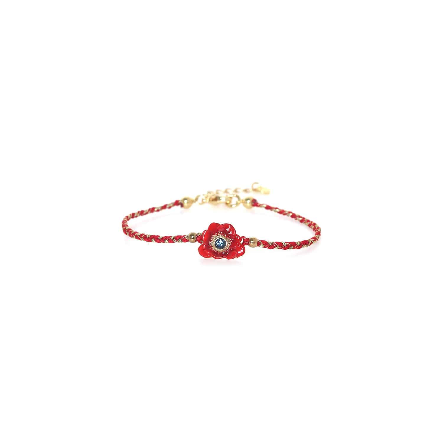 Bracelet ajustable cordon tressé rouge - Scarlet