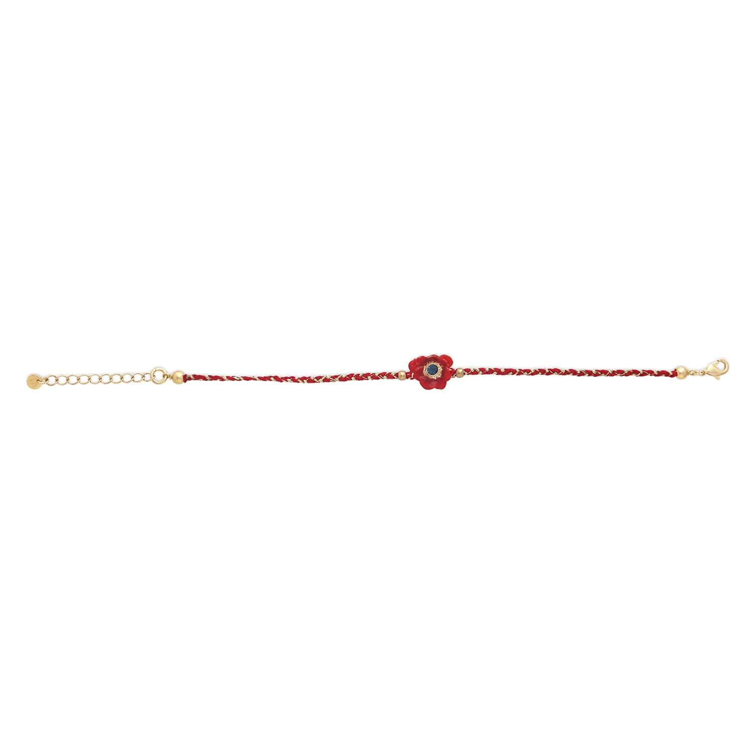 Bracelet cordon tressé rouge Scarlet, autre vue