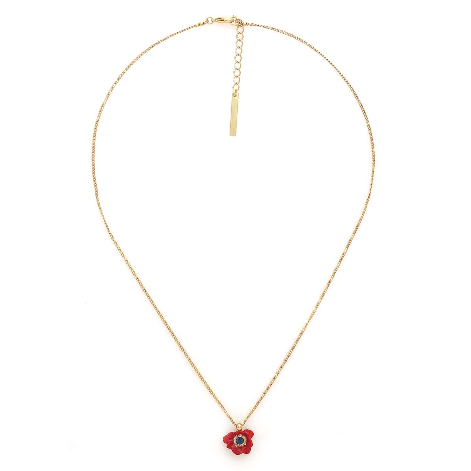Collier pendentif petite anémone rouge - Scarlet