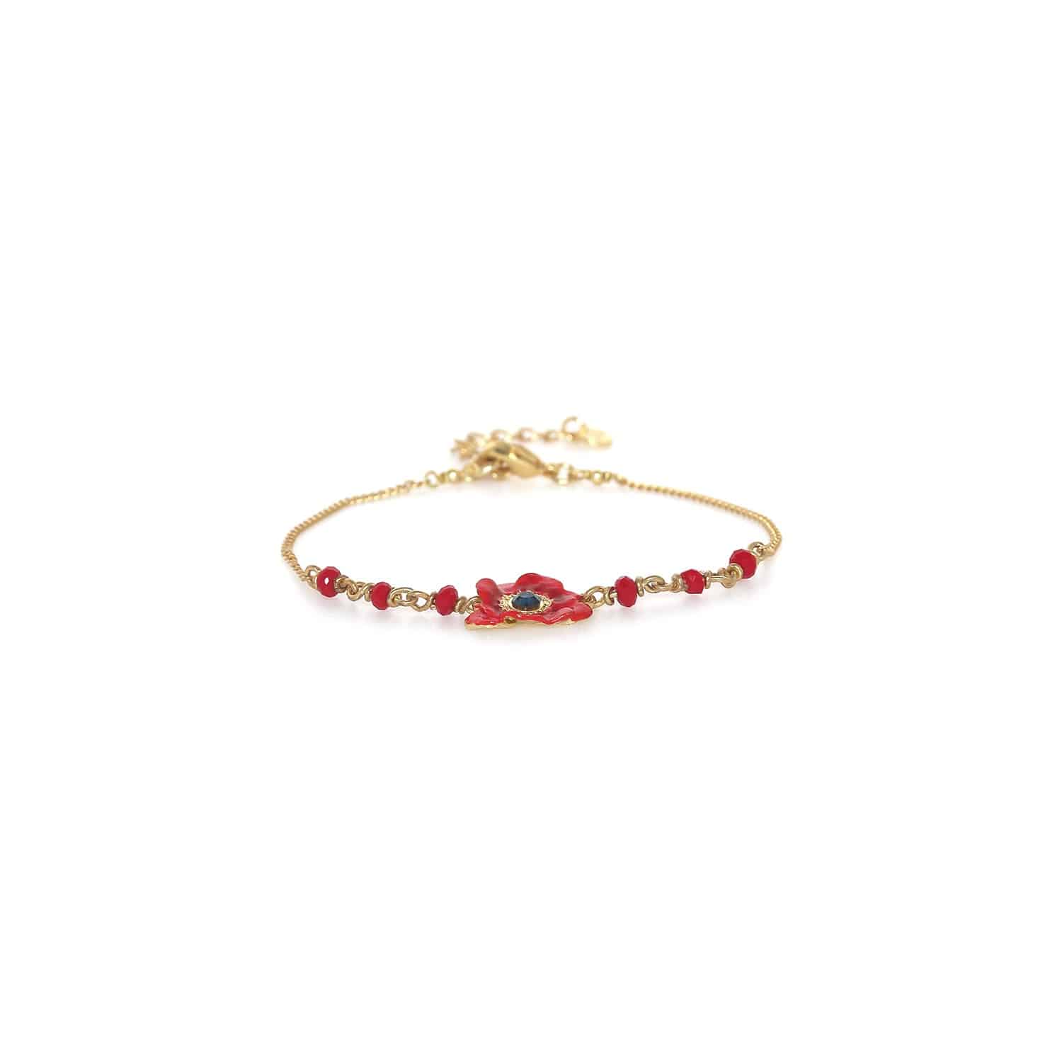 Bracelet ajustable petite anémone rouge - Scarlet