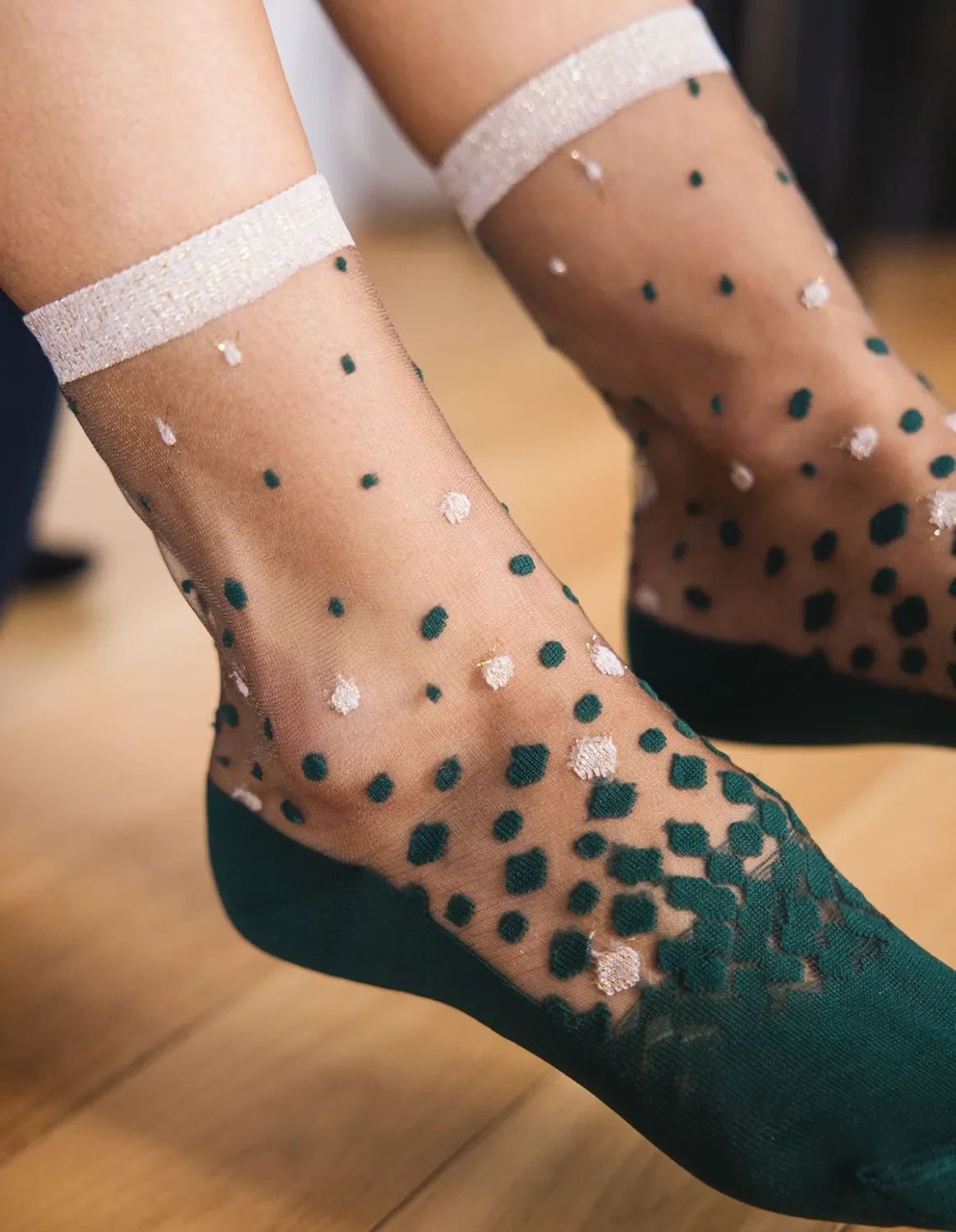Chaussettes transparentes Nakameguro Émeraude, photo 7