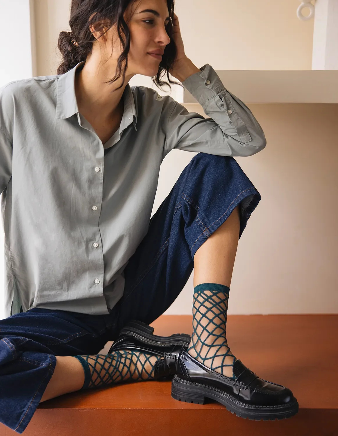 Chaussettes transparentes Brooklyn Bridge Forest vert canard, photo 5
