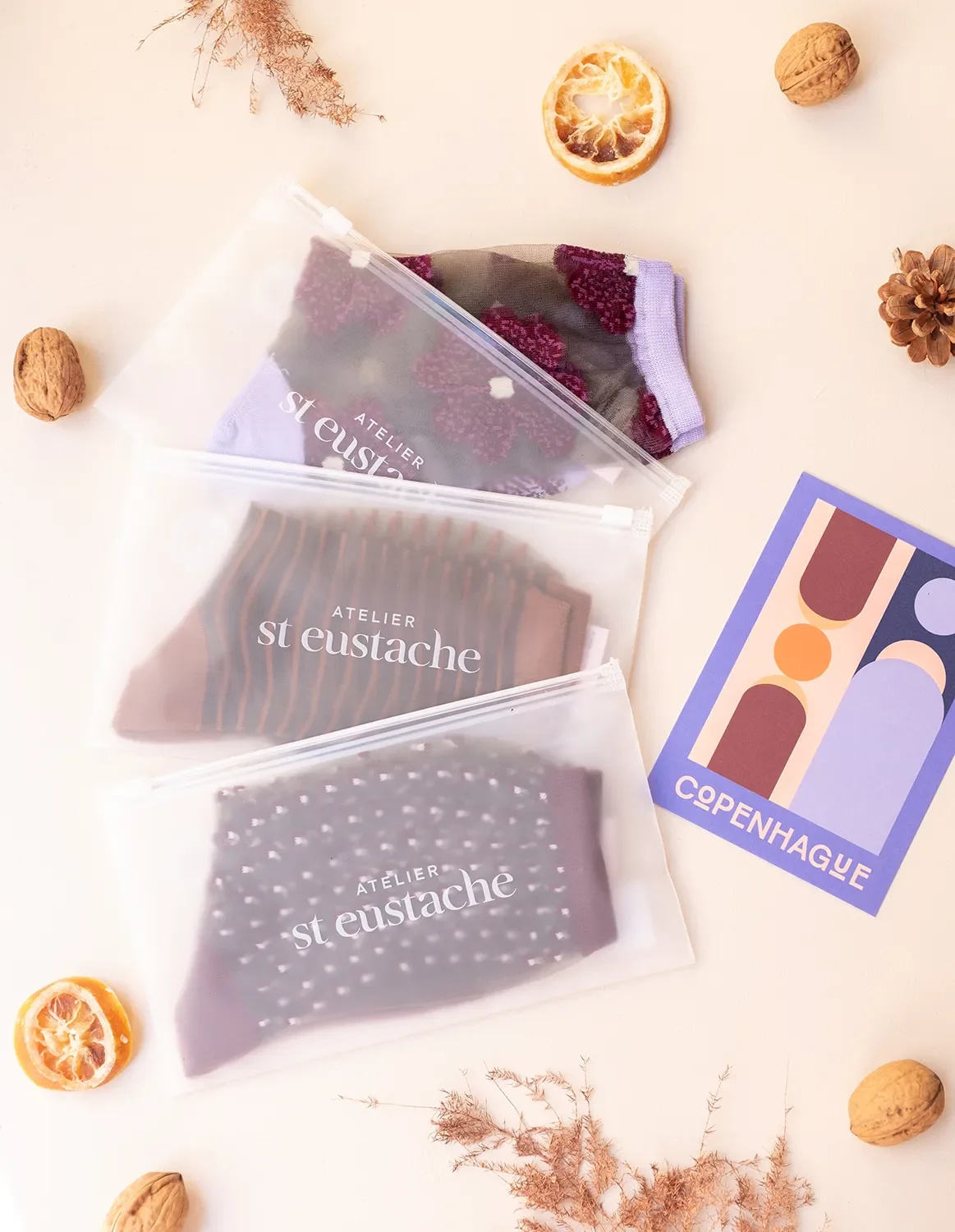 Pochette de présentation des chaussettes Atelier St Eustache