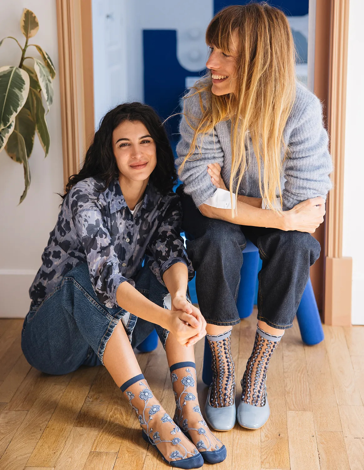 Chaussettes transparentes Blomst Denim, photo 8