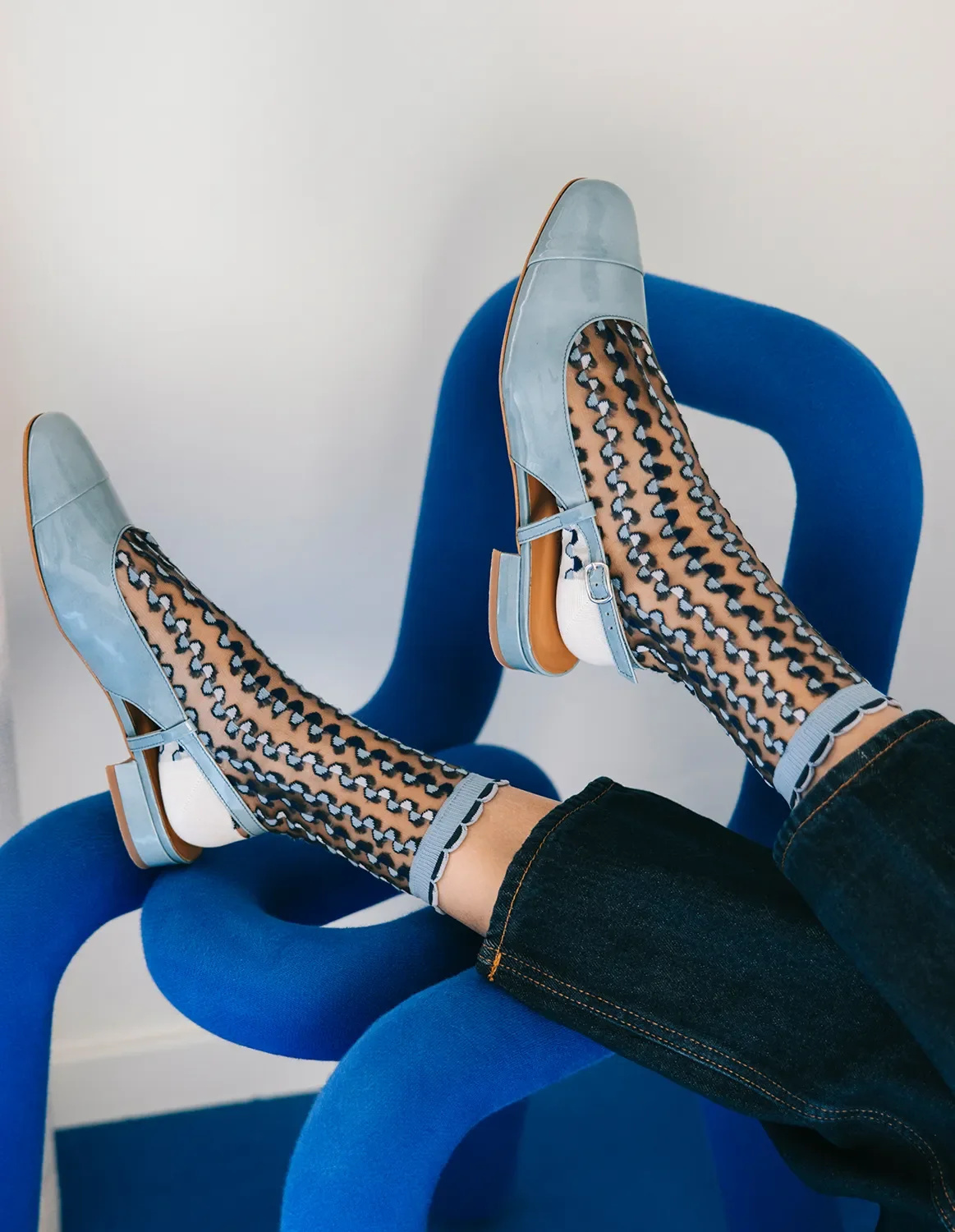 Chaussettes transparentes Cirkelbroen Bleu