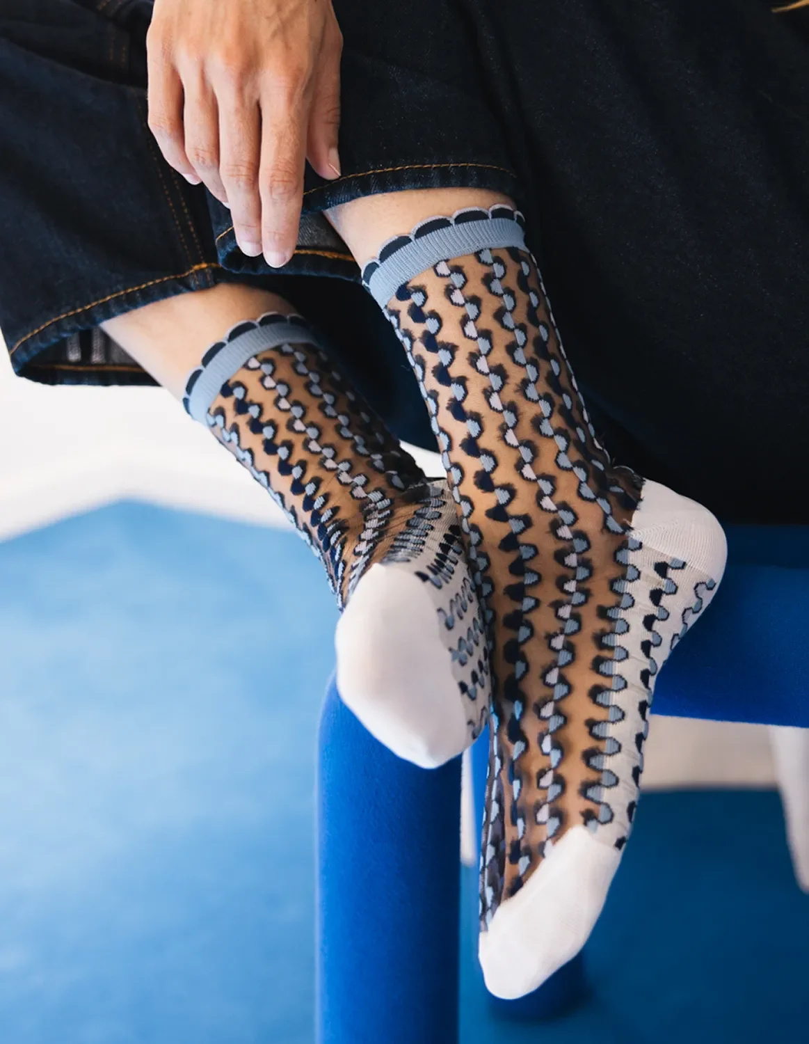 Chaussettes transparentes Cirkelbroen Bleu, photo 6