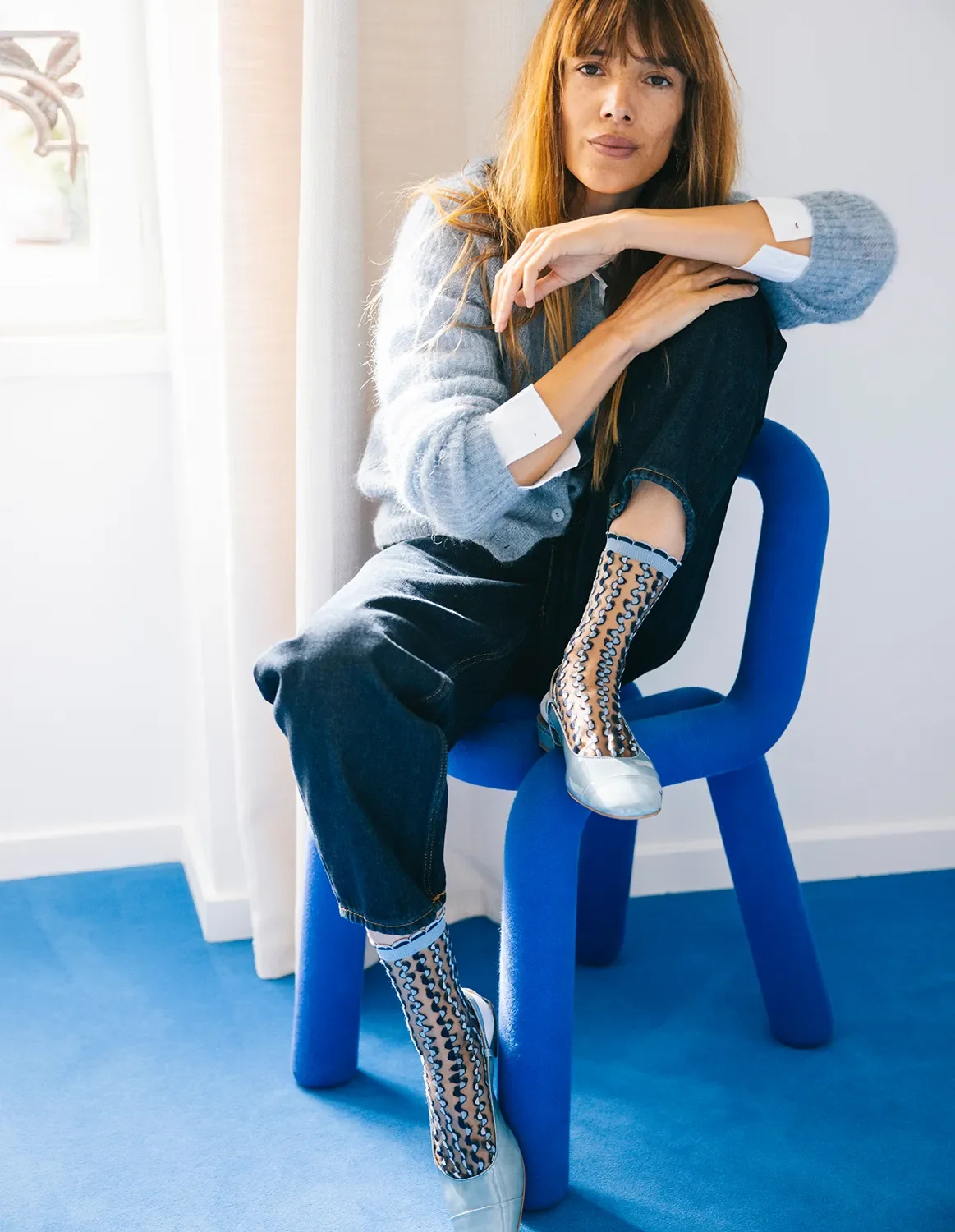 Chaussettes transparentes Cirkelbroen Bleu, photo 7