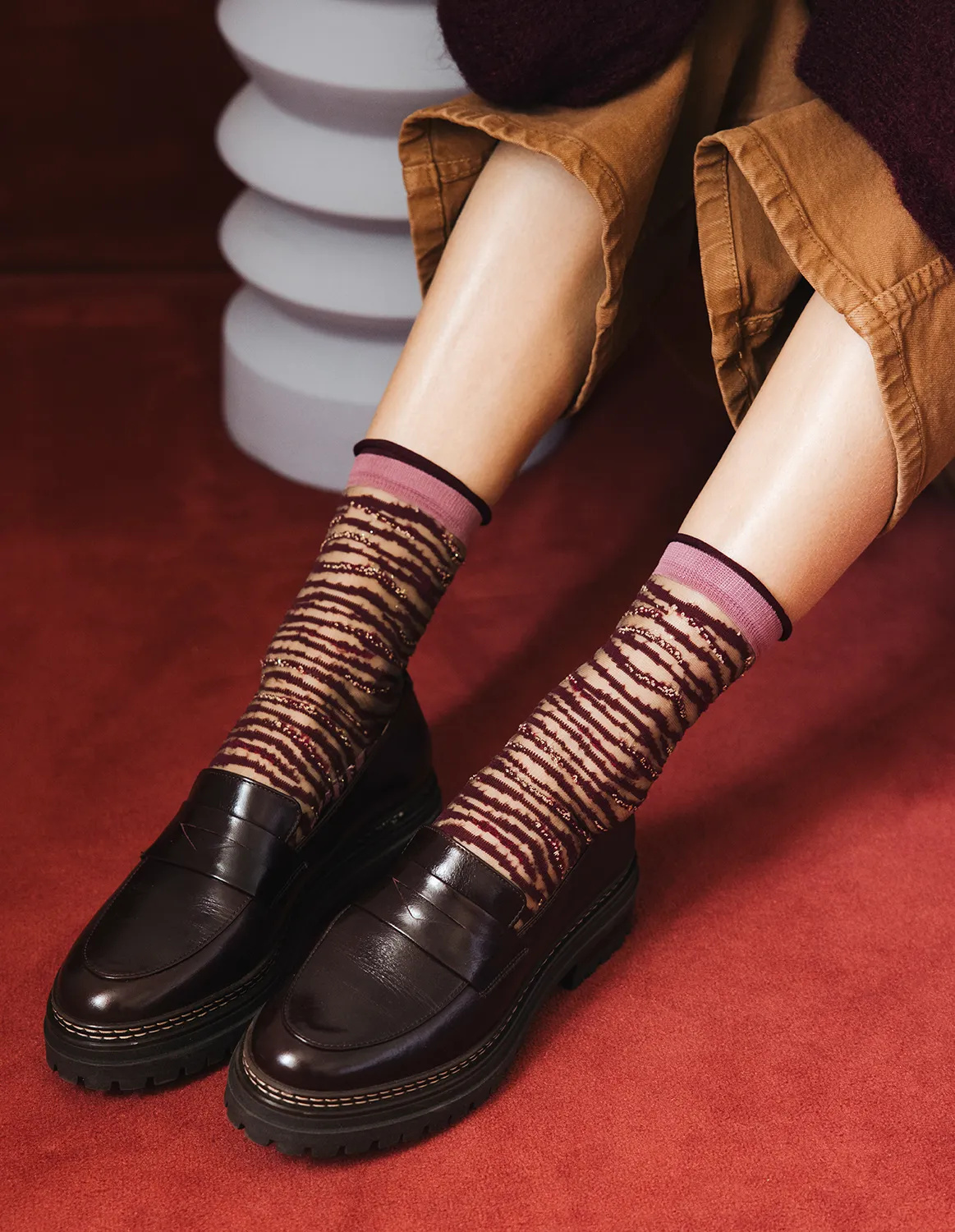 Chaussettes transparentes Oresund Bordeaux